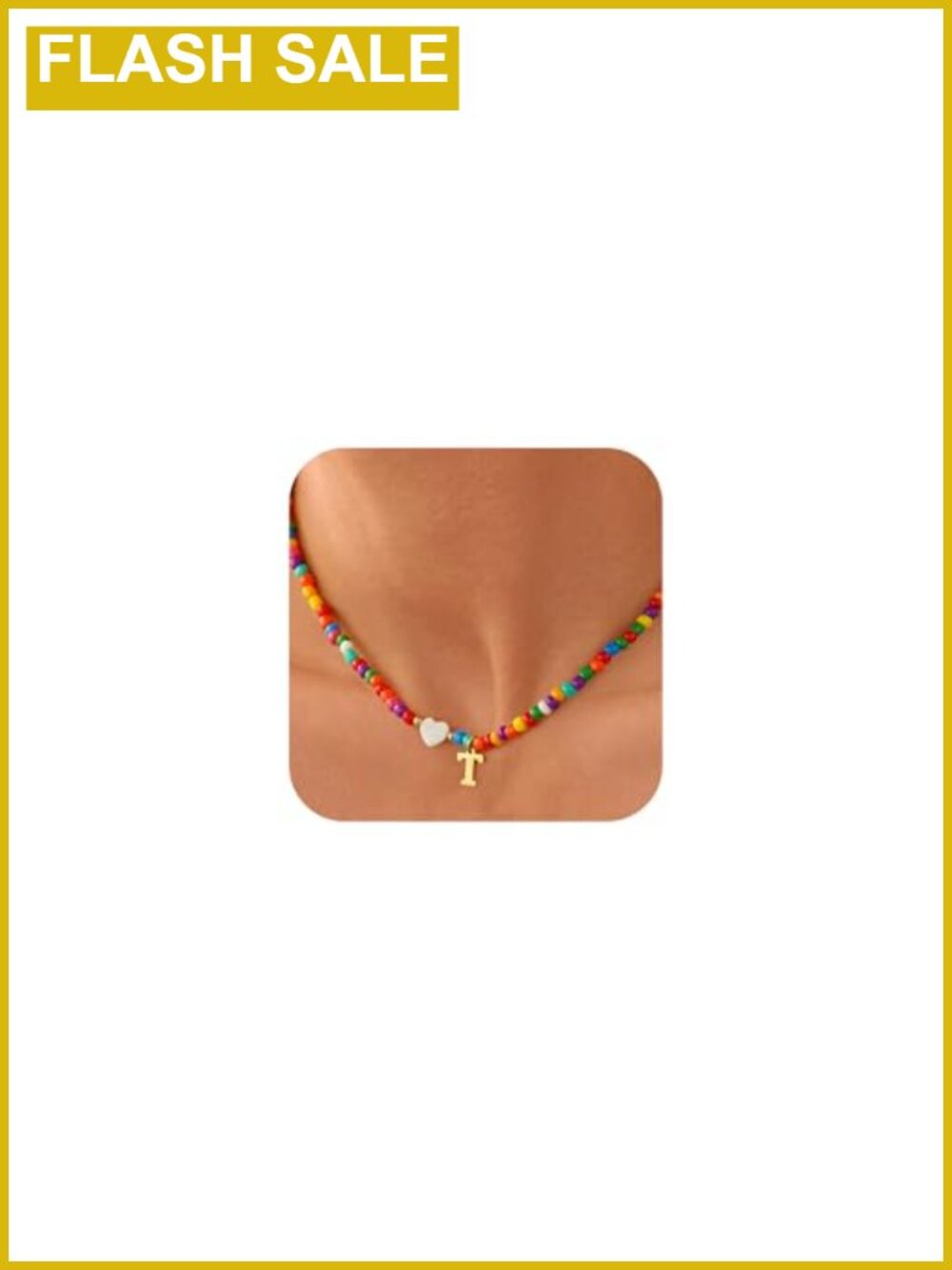 Girls Initial Necklace Beaded Letter Pendant Choker Gift